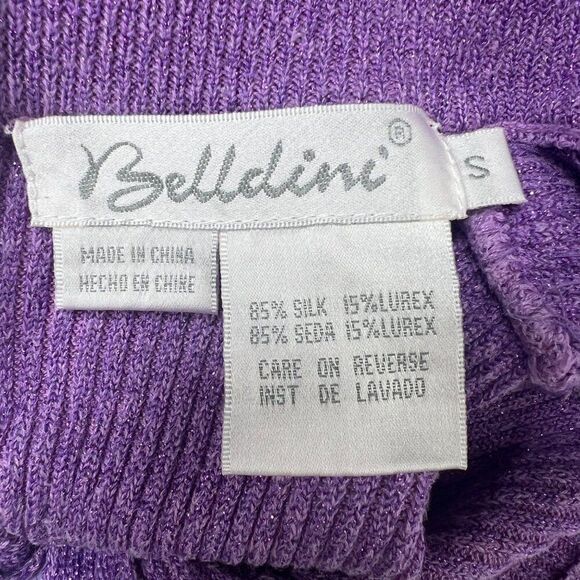 Vintage 90s Purple Silk Beaded Classy Fairycore Sleeveless Knit Tank Top / Small - Picture 8 of 8